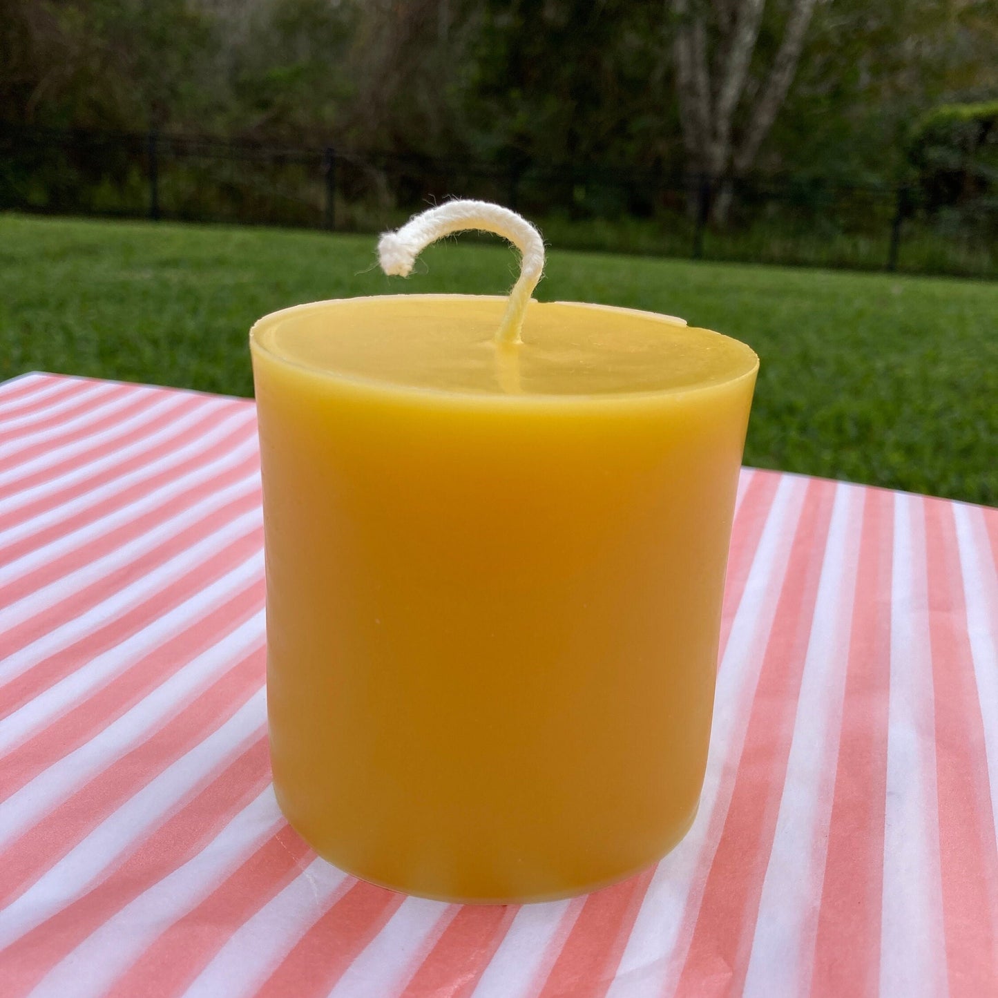 3" x 3" Beeswax Pillar Candle - Handmade by Beekeepers Using 100% Pure Beeswax - Yellow & Ivory Beeswax