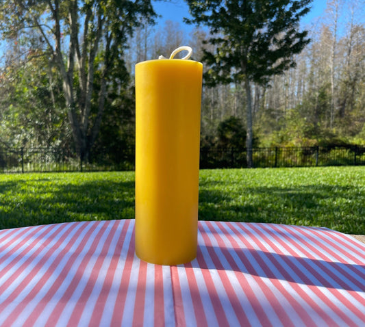 3" x 9" Beeswax Pillar Candle - Handmade by Beekeepers Using 100% Pure Beeswax - Yellow and Ivory White Beeswax