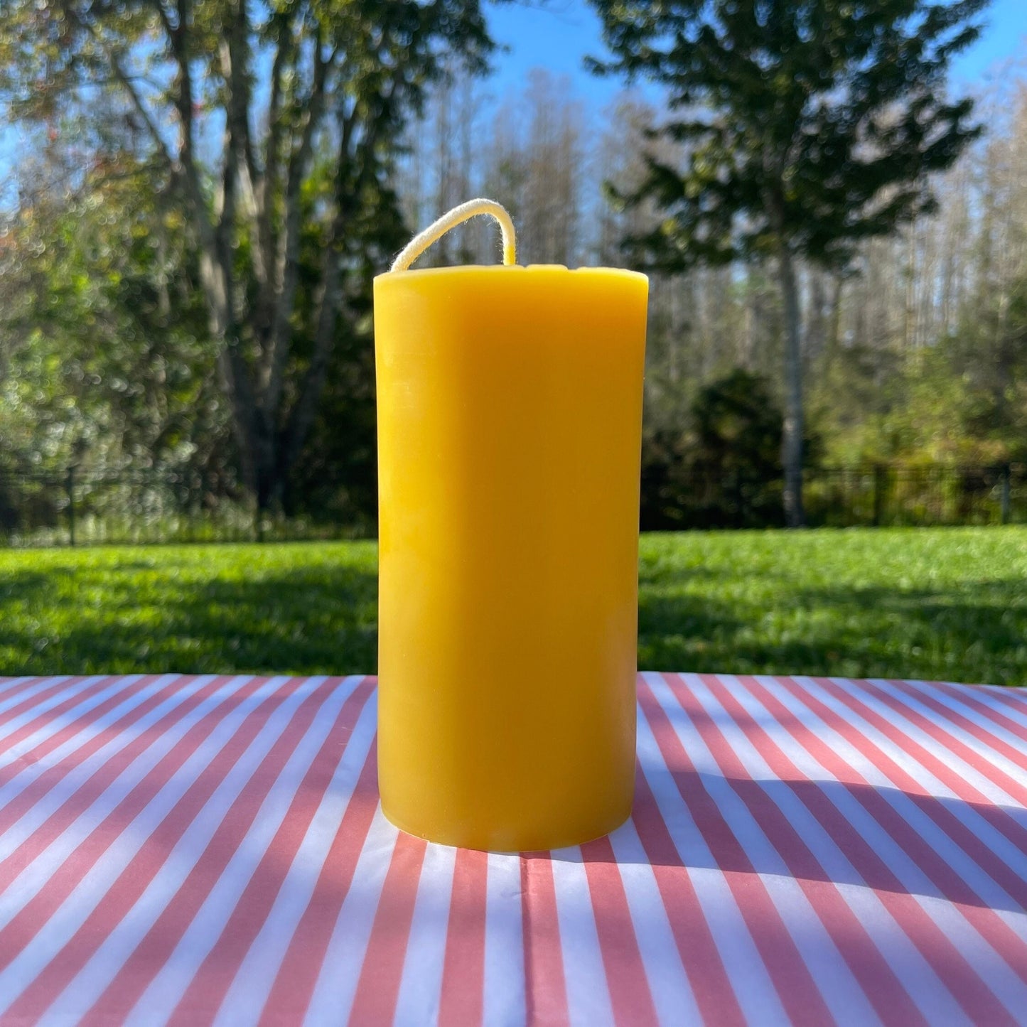 3" x 6" Beeswax Pillar Candle - Handmade by Beekeepers Using 100% Pure Beeswax - Yellow and Ivory White Beeswax