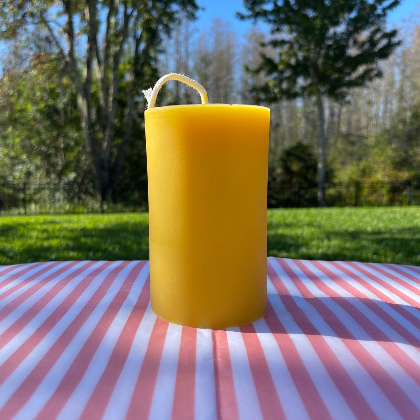 3" x 5" Beeswax Pillar Candle - Handmade by Beekeepers Using 100% Pure Beeswax - Yellow and Ivory Beeswax