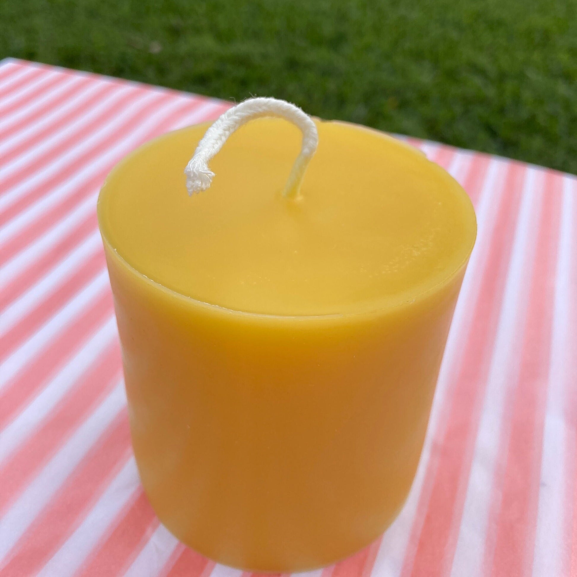 3" x 3" Beeswax Pillar Candle - Handmade by Beekeepers Using 100% Pure Beeswax - Yellow & Ivory Beeswax