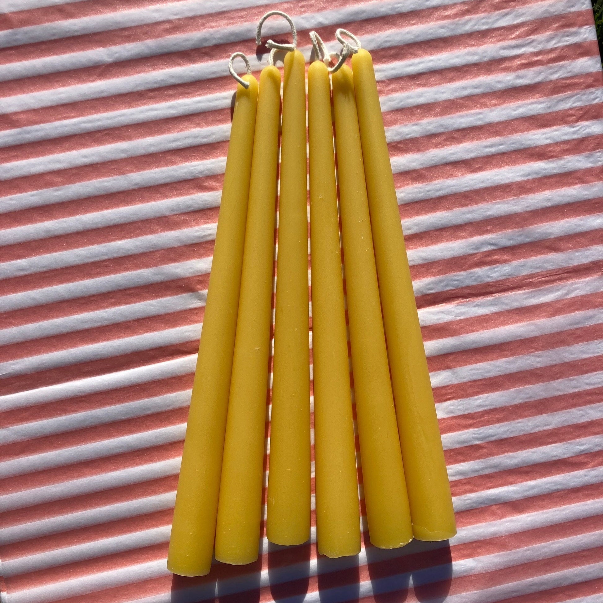 Pure Beeswax Taper Candles - 9.5 Inch Tall - 7/8th Inch Diameter - Yellow, Ivory & Black Beeswax - Hand Dipped Style Taper