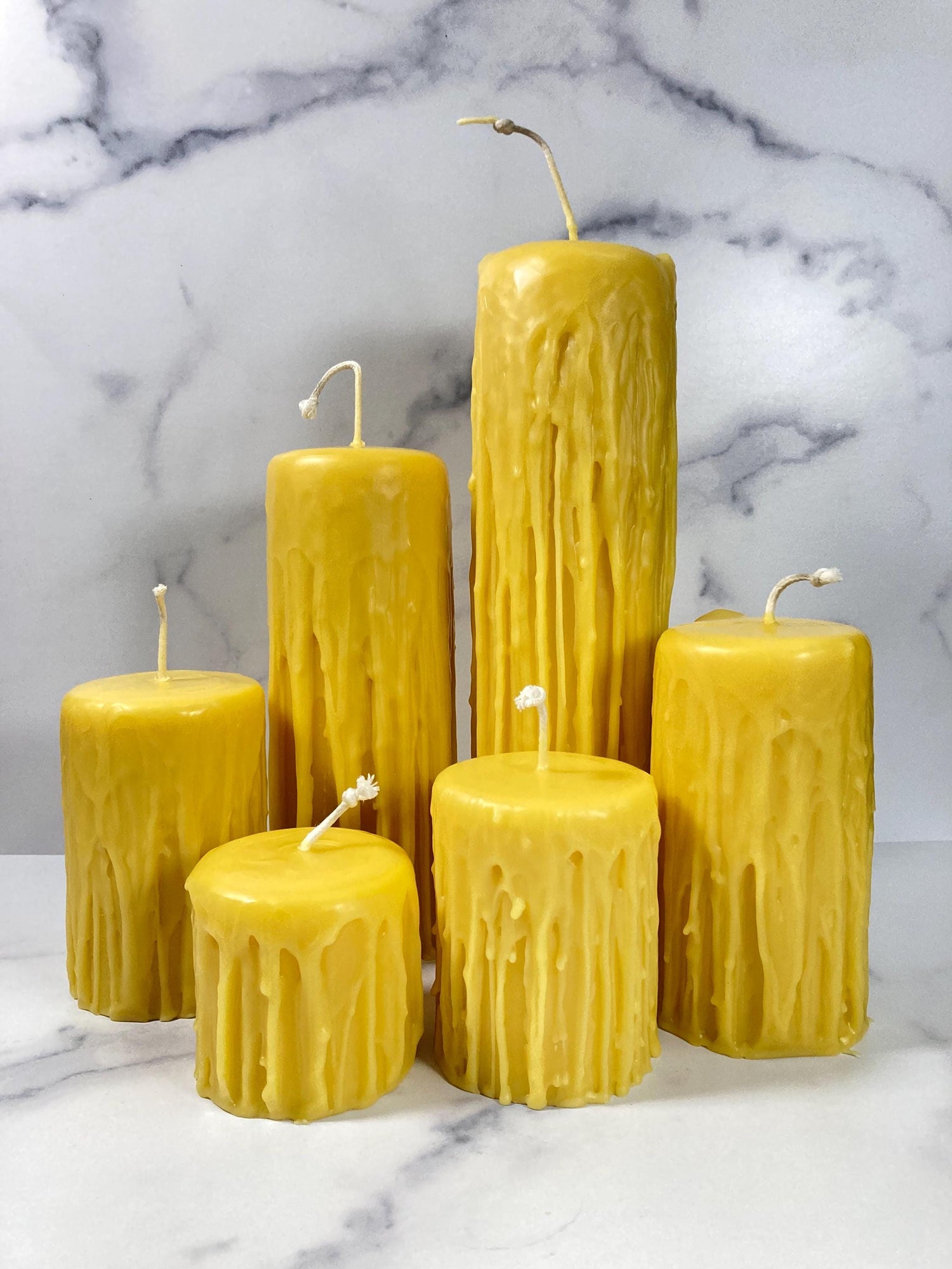 Extra Drippy Beeswax Pillar Candles - 3 Inch Diameter - Multiple Sizes Available - Handmade With 100% Pure Beeswax - Rustic Whimsical Candle